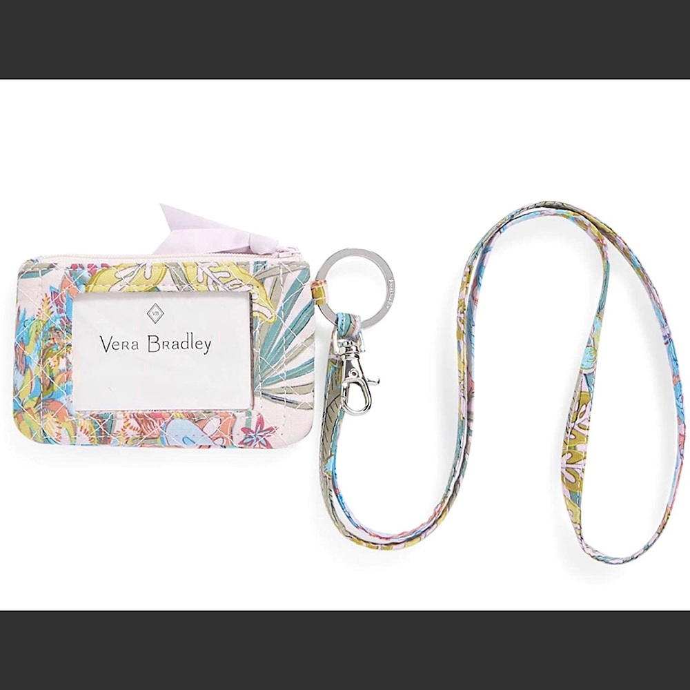 Vera Bradley Keychain Lanyard and Card holder - rainforest canopy
